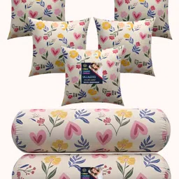 villagers Microfibre Bolster Pack of 7 Floral 5 Cushion and 2 Bolster-picture-10