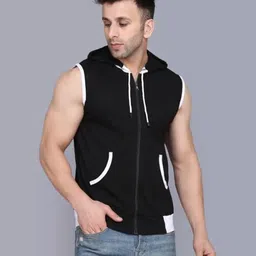 Men Solid Stylised Neck Polycotton Black, White T-Shirt-image-12