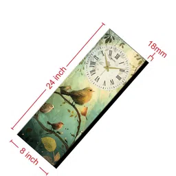 olive tree Multicolour Rectangle 24 Inches Wooden Wall Clock (Birds) image 3