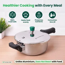 the indus valley Triply Stainless Steel Outer Lid Pressure Pan | ISI Certified, 3-Layer Body 3.5 L Induction Bottom Pressure Pan image 4