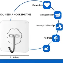 GripPro Heavy Duty Transparent Waterproof Adhesive Wall Hooks Hook 20 image 4