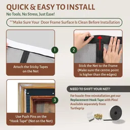 turtlegrip Door Mosquito Net with Full Frame Main Doors, New Autumn Leaf Design Polyester Washable Adults Mosquito Net image 3