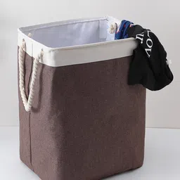 Kuber Industries Brown & White Foldable Laundry Bag image 1