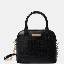 Mast & Harbour Black Textured PU Structured Handheld Bag-picture-24