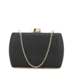 Allen Solly Black Textured PU Structured Shoulder Bag-picture-13