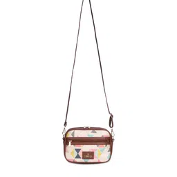 THE CLOWNFISH Women Printed Structured Adjustable Shoulder Jute Straps Sling Bag image 1