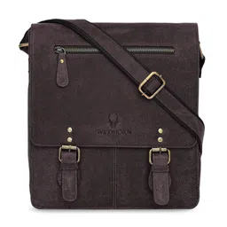 WildHorn Brown Leather Structured Sling Bag-picture-19