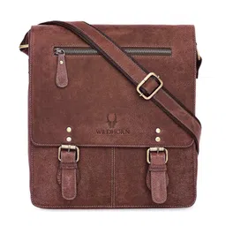 WildHorn Men Brown Leather Structured Sling Bag-image-34