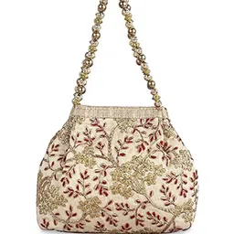 Kuber Industries Floral Self Design Embellished Bucket Hobo Bag image 1