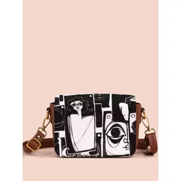 Kalankit Graphic Printed Structured Sling Bag-picture-16