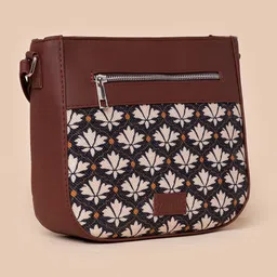 ZOUK Black Floral Printed Shopper Sling Bag-image-93