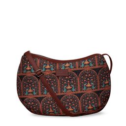 ZOUK Multicoloured Ethnic Motifs Half Moon Sling Bag-picture-43
