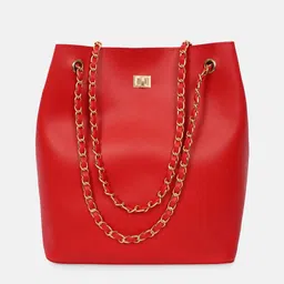 Bagsy Malone Women Red PU Structured Tote Bag-image-14