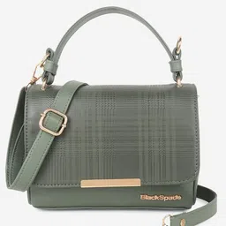 Black Spade Checked Structured Satchel image 1