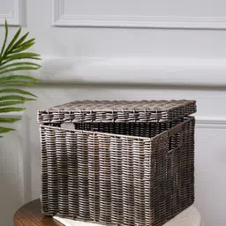 Pure Home and Living Brown Textured Bamboo Laundry Bag image 2