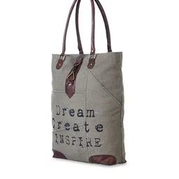 Mona B Grey Printed Upcycled Canvas Tote Bag image 4