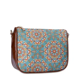 THE CLOWNFISH Garnet Detachable Strap Jute Motifs Printed Structured Sling Bag image 5