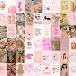 Pink Coquette 2.0 Aesthetic Wall Poster Set of 54 | A6 Size Decorative Room Posters for Girls, Cute & Trendy Wall Décor Paper Print-image-0