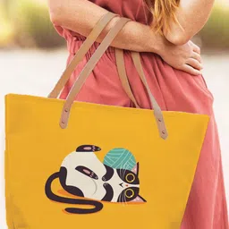 STYBUZZ Yellow Printed Tote Bag image 2