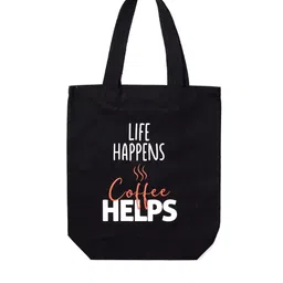 Doodle Eco-Friendly Reusable Cotton Caffine Shot Canvas Zipper Tote Bag image 2