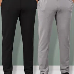 vebnor Pack of 2 Men Solid, Striped Black, Grey Track Pants image 4