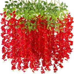 garg Red Westeria Artificial Flower image 3