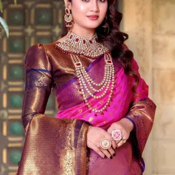 aksh fashion Self Design, Woven Banarasi Silk Blend, Jacquard Saree-picture-40