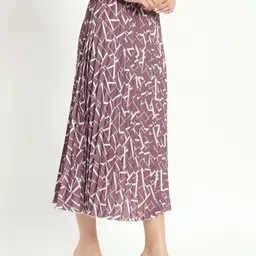 zwerlon Women Printed A-line Purple Skirt image 4