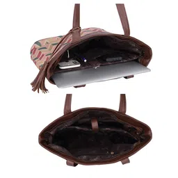 THE CLOWNFISH Women Printed Jute Laptop Bag image 4