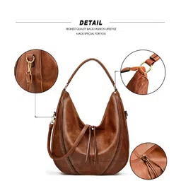 SYGA  Set of 2 Textured Leather Structured Hobo Bag With Wristlet image 4