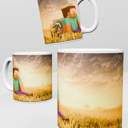 inkywinky Minecraft Wheat field Evening scene Printed Coffe Ceramic Coffee Mug-picture-12