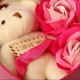 kreiz Heart Shape Gift Box with Teddy & Rose - 10 cm image 2