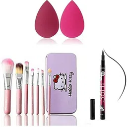 hudabird 7 Pink Makeup Brushes Set with Storage Box for Makeup-picture-30