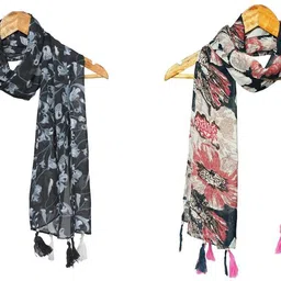 mss fashion Printed Chiffon Women Multicolor Stole, Scarf, Fancy Scarf-picture-29