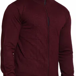 cavardi Men Solid Round Neck Maroon Sweater image 1