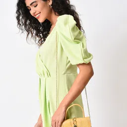 HAUTE SAUCE byCampus Sutra Textured Belt Lock Sling Bag With Chain Detail image 2
