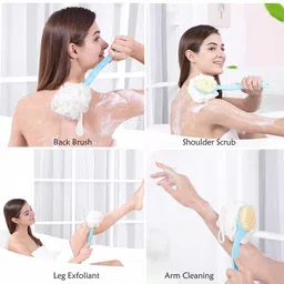 gadgetwear 2 IN 1 loofah with handle back scrubber Bath Brush with Soft handle image 4