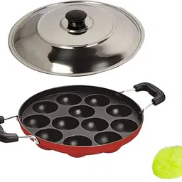 bola Non-Stick 12 Cavity Appam Patra with Lid – 1L, 23cm (Aluminium) with Lid 1 L capacity 23 cm diameter-picture-10