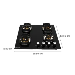 Faber Nexus IND HT604 CRS BR CI AI Toughened Glass Top 4 Burner Automatic Hob (Heavy Duty Pan Support, Black) image 2