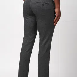 peter england Men Slim Fit Grey Polyester Trousers image 3