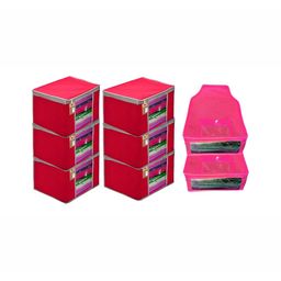 ATORAKUSHON Pink Set of 8 Reusable Clothes Storage Bags Wardrobe Organisers-picture-34