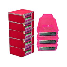 Atorakushon Pink Set of 8 Reusable Clothes Storage Bags Wardrobe Organisers-picture-49