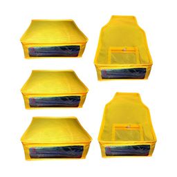 atorakushon Set Of 5 Yellow Reusable Clothes Storage Bags Wardrobe Organisers-picture-48