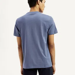 levi's Men Graphic Print Crew Neck Pure Cotton Blue T-Shirt image 3