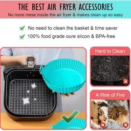 mungat 2 Pack Reusable Silicon Air Fryer Liners with Handle | Cooking Oven Baking Tray Airfryer Tray image 4