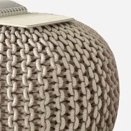 riance creations Romania Knitted Pouffe in Beige Colour image 4