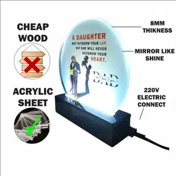 mahour creation "Best Gift for Dad from Daughter | LED Acrylic Lamp with Heartwarming Quote Table Lamp image 4