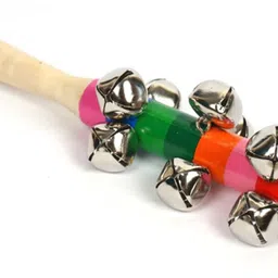 bloombec Wooden Non Toxic Colourful Jingle Bell Rattle Toy for Babies Rattle image 2