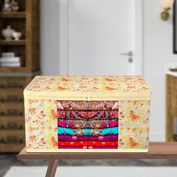 Kuber Industries Off White & Yellow 9 Pieces Printed Storage Bag Organiser image 2