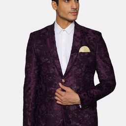 Wintage Men Purple Self Design Bandhgala Ethnic Blazer-picture-28